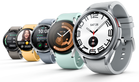 Samsung Galaxy watches shown in different band colors